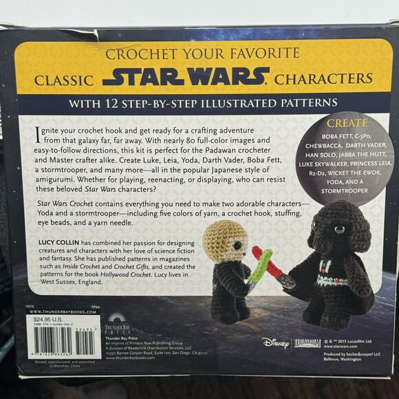 Star Wars Crochet Kit Yoda and Stormtrooper Materials With Book (New Open Box) - Picture 8 of 9